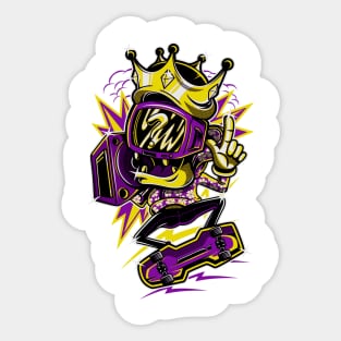 King TV Skater Purple Gold Sticker